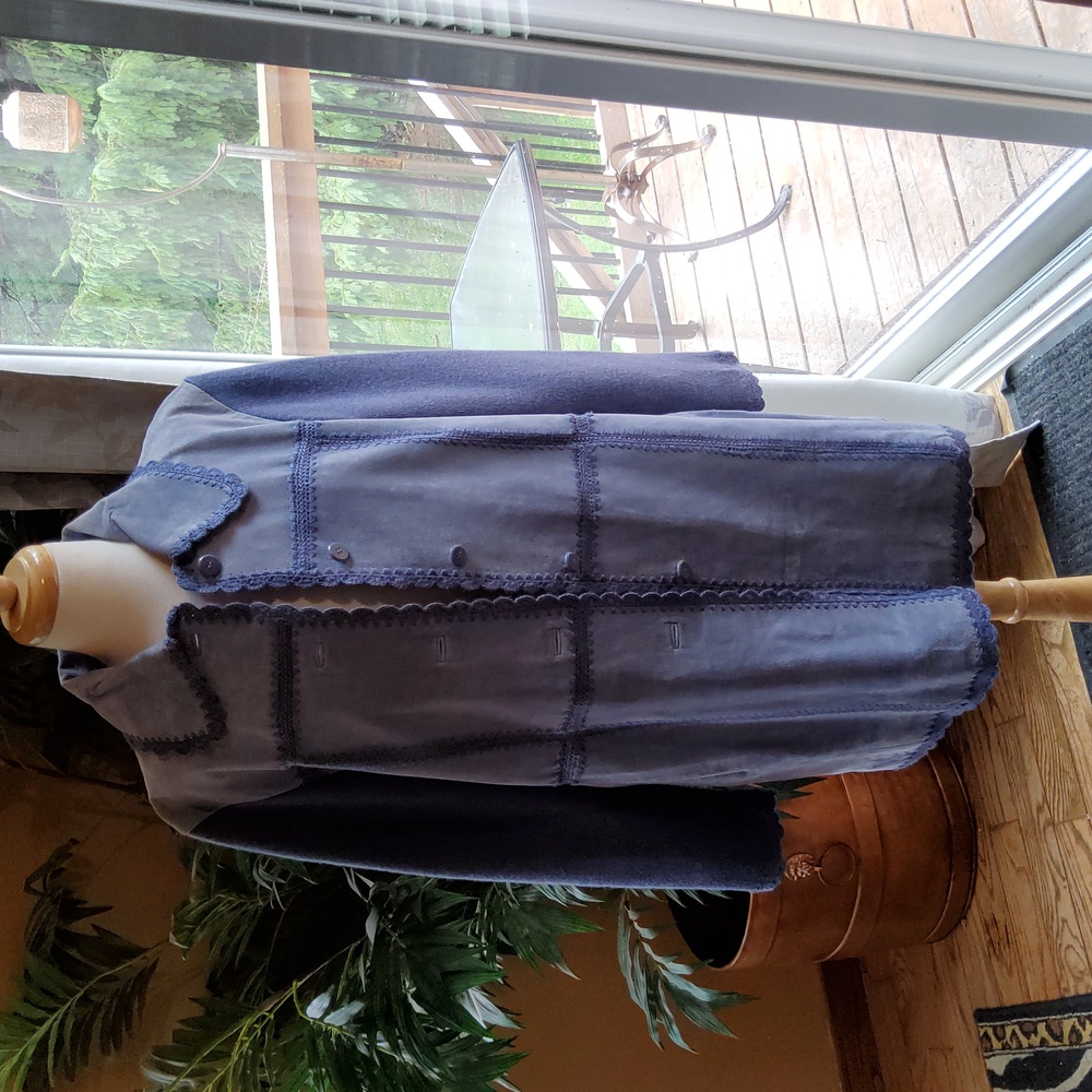 Guillaume Blue Suede and Knitted Coat